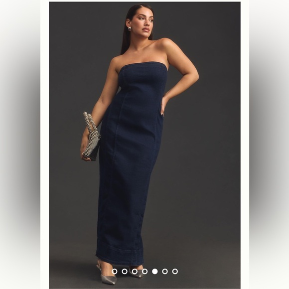 Anthropologie strapless denim midi - Picture 3 of 10